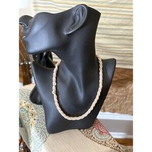 Vintage Pink Multi Strand Twisted Faux Pearl Choker Necklace Beautiful Elegant